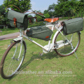 Bolsa de bicicleta impermeável de lona e couro vintage com alça de ombro kit de ferramentas Pannier